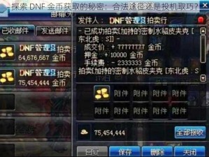 探索 DNF 金币获取的秘密：合法途径还是投机取巧？