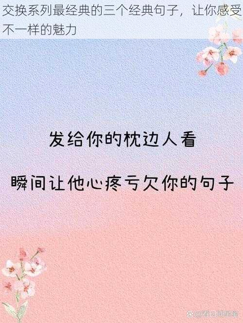 交换系列最经典的三个经典句子，让你感受不一样的魅力