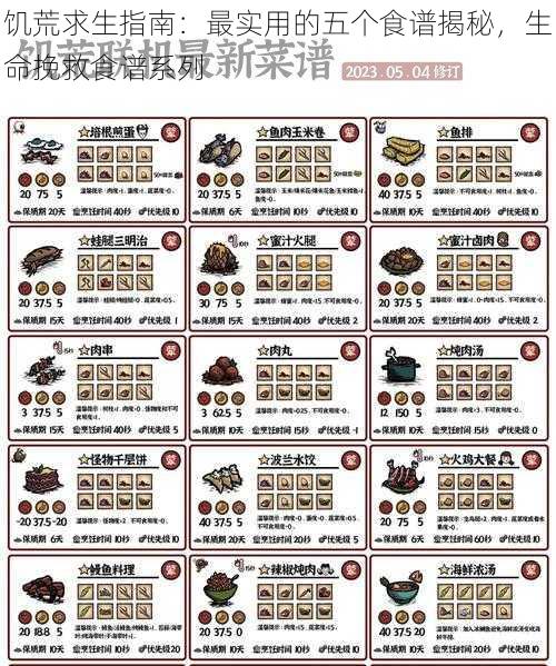 饥荒求生指南：最实用的五个食谱揭秘，生命挽救食谱系列