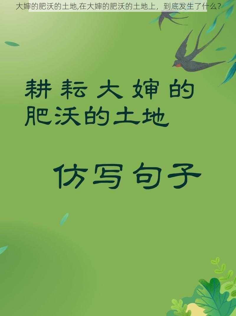 大婶的肥沃的土地,在大婶的肥沃的土地上，到底发生了什么？