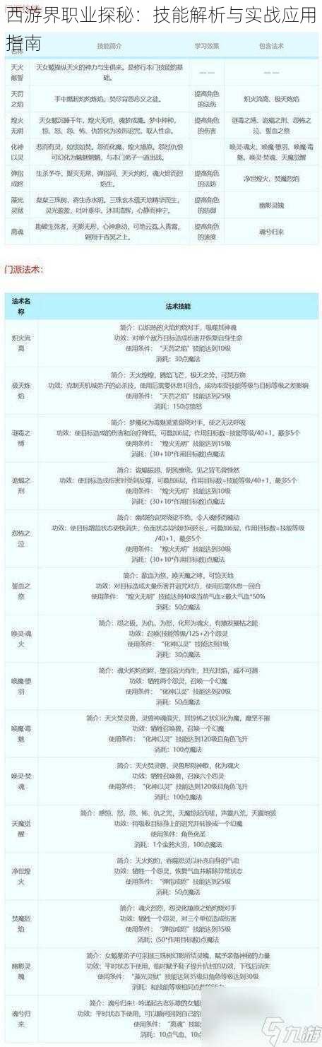 西游界职业探秘：技能解析与实战应用指南