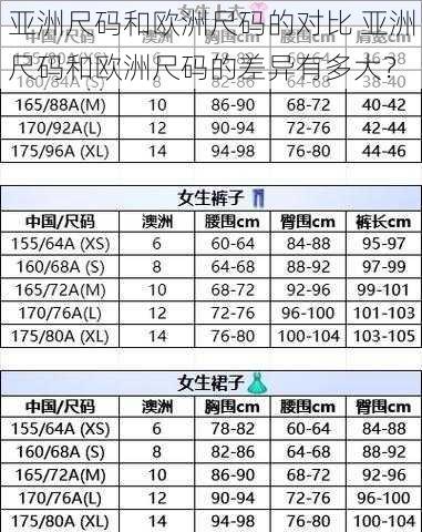 亚洲尺码和欧洲尺码的对比 亚洲尺码和欧洲尺码的差异有多大？