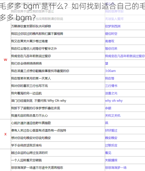 毛多多 bgm 是什么？如何找到适合自己的毛多多 bgm？