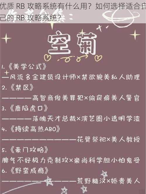 优质 RB 攻略系统有什么用？如何选择适合自己的 RB 攻略系统？