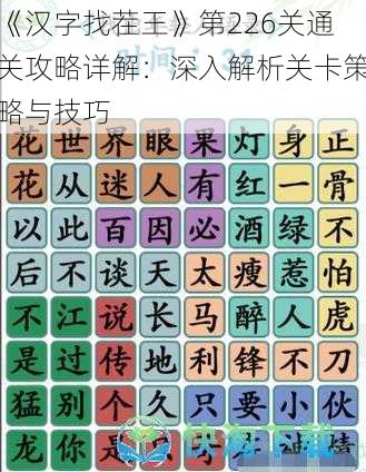 《汉字找茬王》第226关通关攻略详解：深入解析关卡策略与技巧