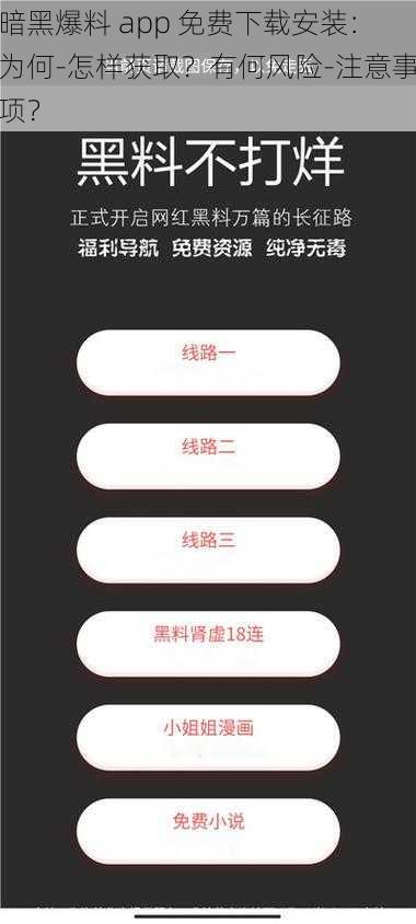 暗黑爆料 app 免费下载安装：为何-怎样获取？有何风险-注意事项？