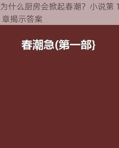 为什么厨房会掀起春潮？小说第 1 章揭示答案