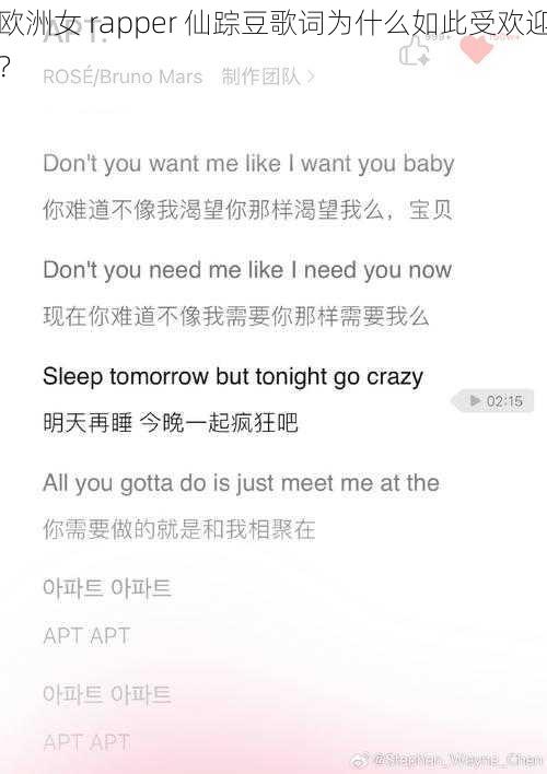 欧洲女 rapper 仙踪豆歌词为什么如此受欢迎？