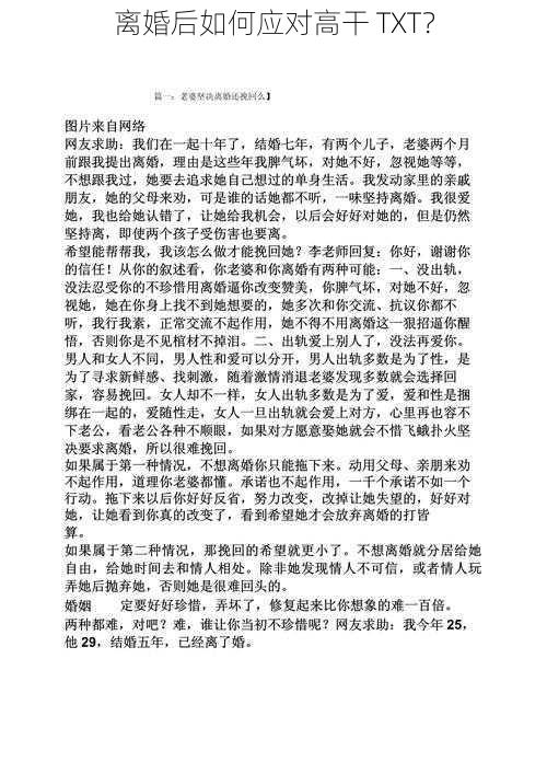 离婚后如何应对高干 TXT？