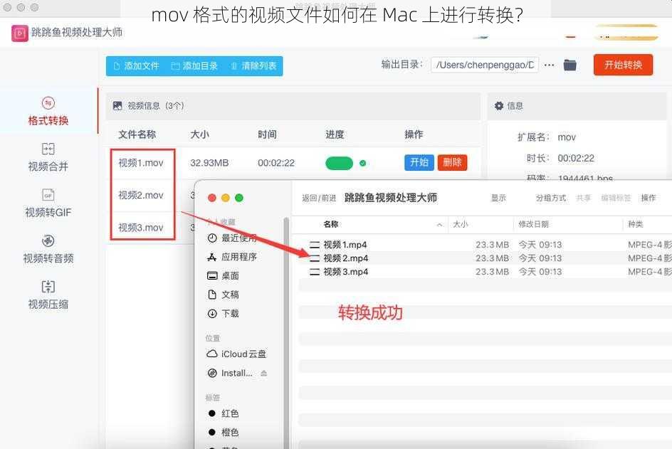 mov 格式的视频文件如何在 Mac 上进行转换？