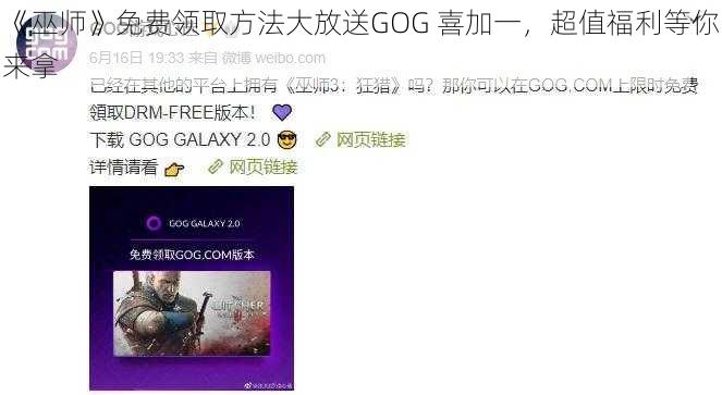 《巫师》免费领取方法大放送GOG 喜加一，超值福利等你来拿