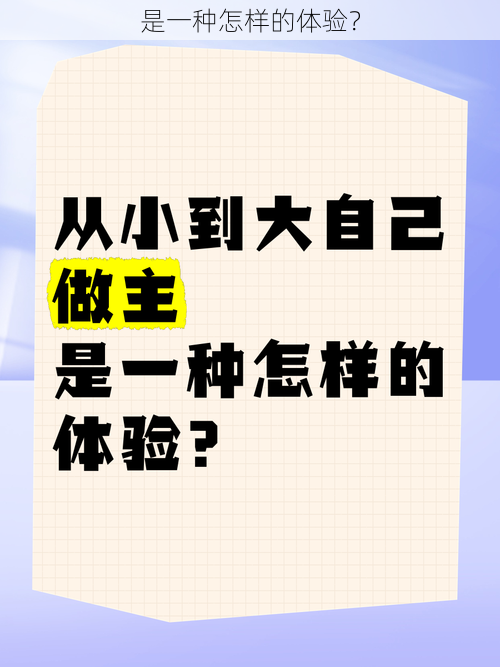 是一种怎样的体验？