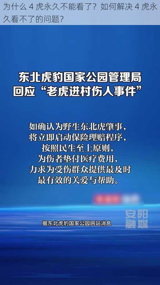 为什么 4 虎永久不能看了？如何解决 4 虎永久看不了的问题？