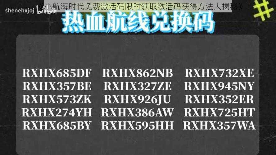 《小航海时代免费激活码限时领取激活码获得方法大揭秘》