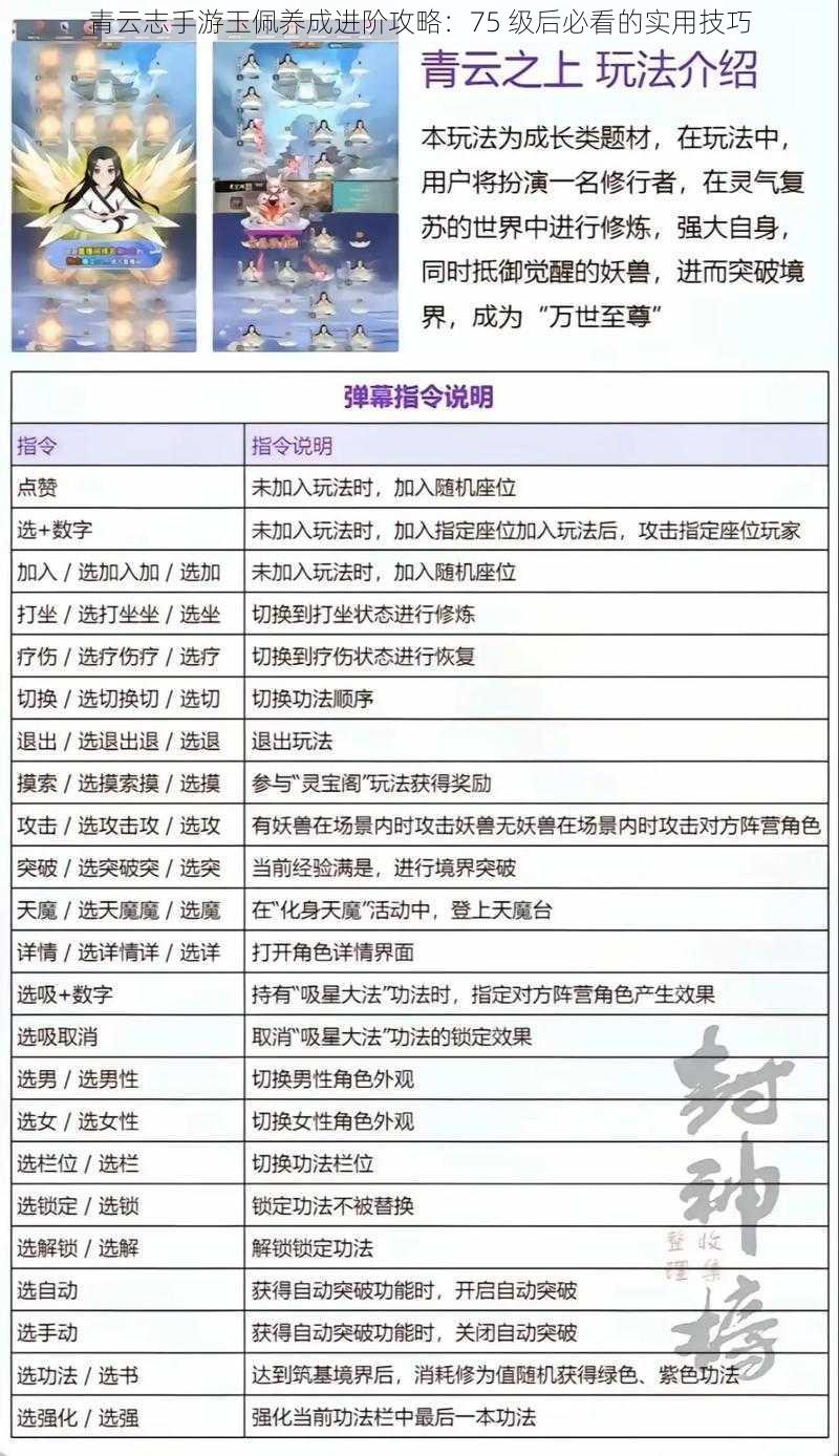 青云志手游玉佩养成进阶攻略：75 级后必看的实用技巧