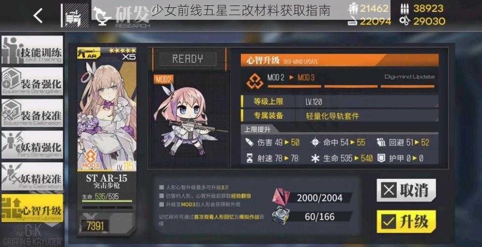 少女前线五星三改材料获取指南