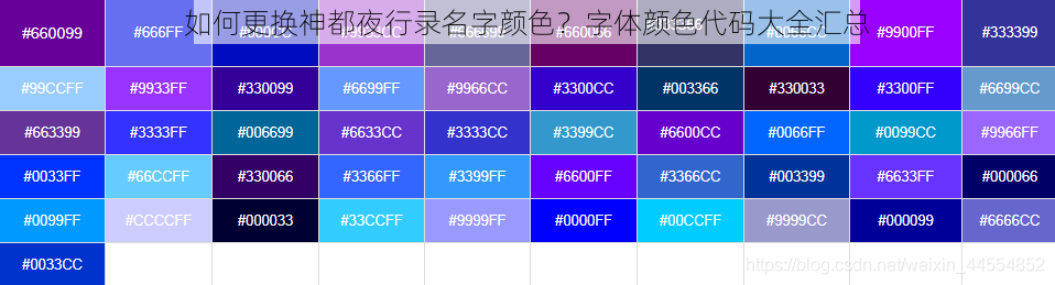 如何更换神都夜行录名字颜色？字体颜色代码大全汇总