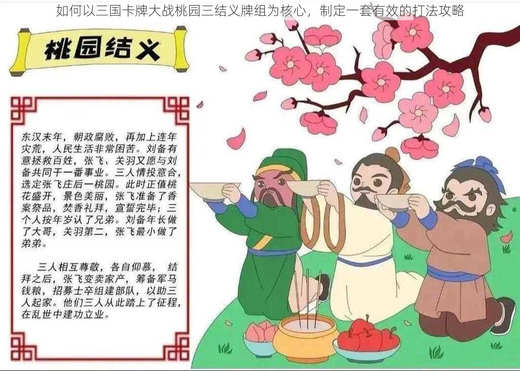 如何以三国卡牌大战桃园三结义牌组为核心，制定一套有效的打法攻略